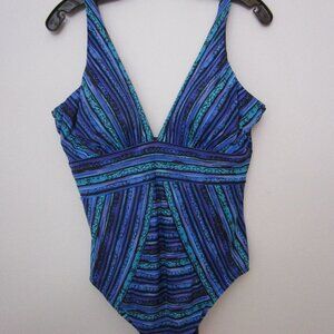 Swimsuit Odyssey Plunging V One Piece Jewel Teal Purple